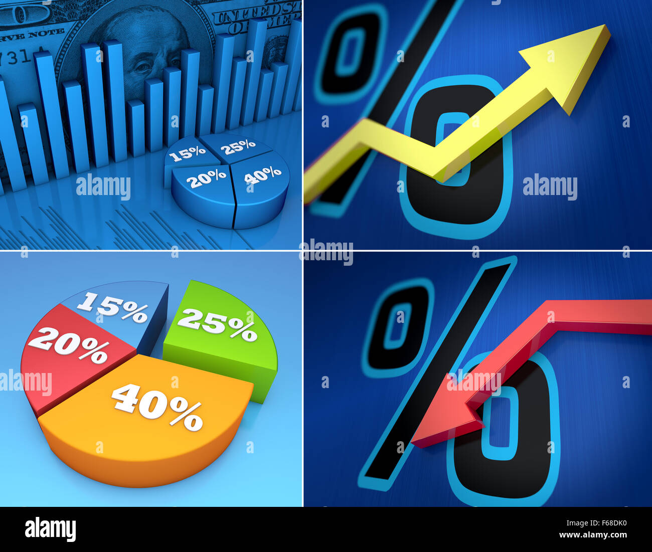 Tema di Business collage in blu Foto Stock