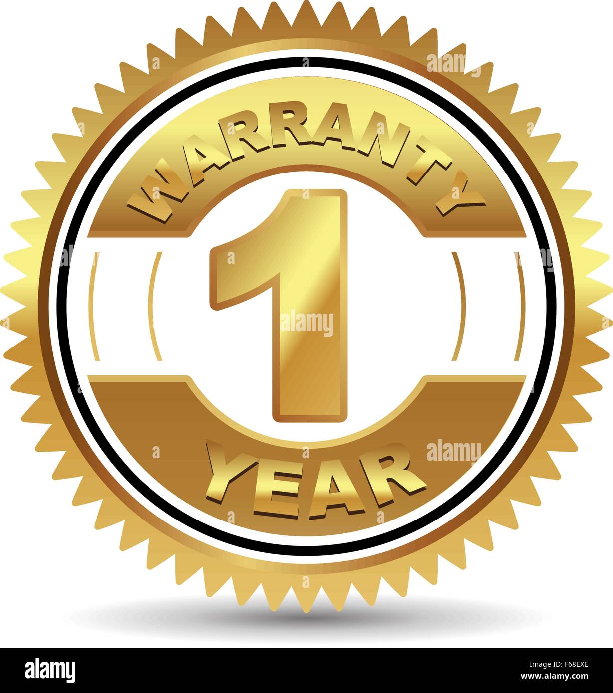 Badge d'oro 1 anno di garanzia per la progettazione grafica e la confezione o negozio Illustrazione Vettoriale