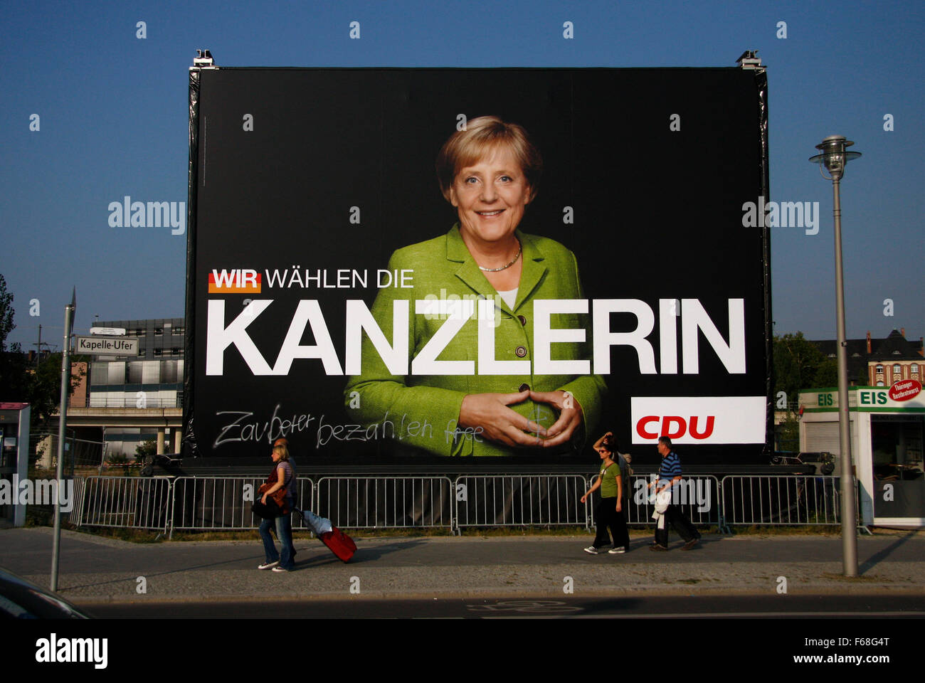 Angela Merkel (CDU) - Wahlplakate zur Bundestagswahl 2009, 21. Settembre 2009, Berlino. Foto Stock