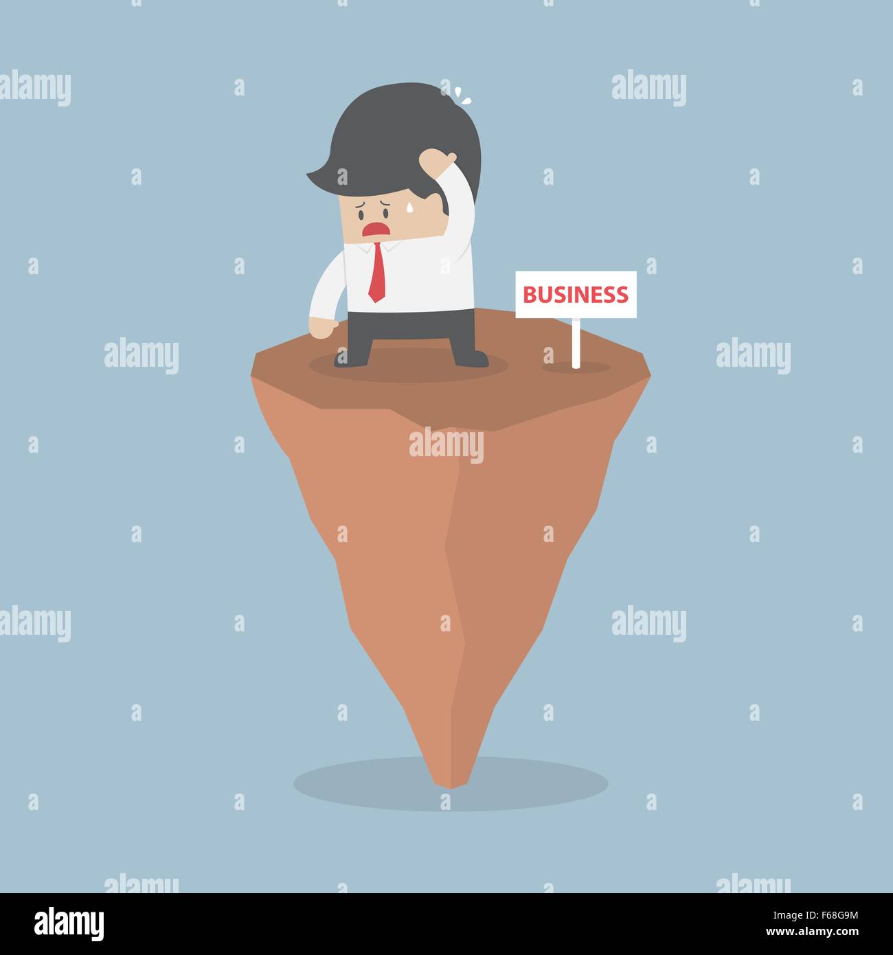 Imprenditore in piedi sulla roccia instabile, il rischio aziendale concetto, vettore EPS10 Illustrazione Vettoriale