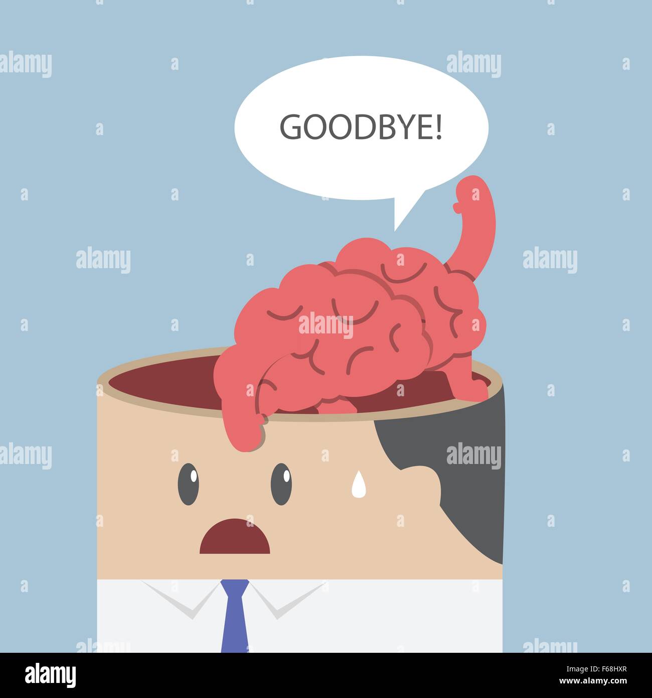 Cervello dire addio e andare fuori di testa di imprenditore, vettore EPS10 Illustrazione Vettoriale