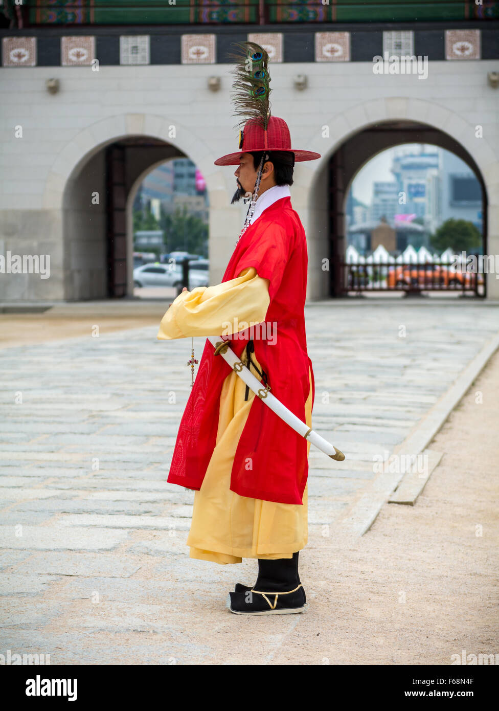 Guardia Imperiale in Seoul Gwanghwamun Foto Stock
