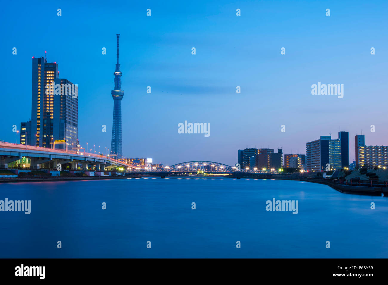 Ponte Shirahigebashi,Sumida River,Tokyo Giappone Foto Stock