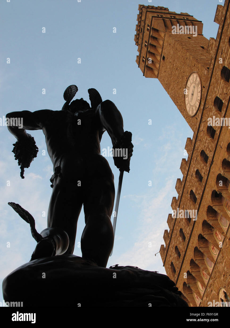 Firenze: viaggi in Toscana - Talia. Immagini di palazzo vecchio, David, Pote Vecchio, Arno, di notte Foto Stock