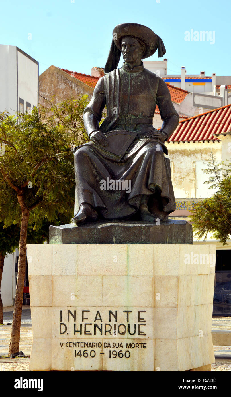 Statua di Enrico il Navigatore l'esploratore portoghese dal XV secolo Foto Stock