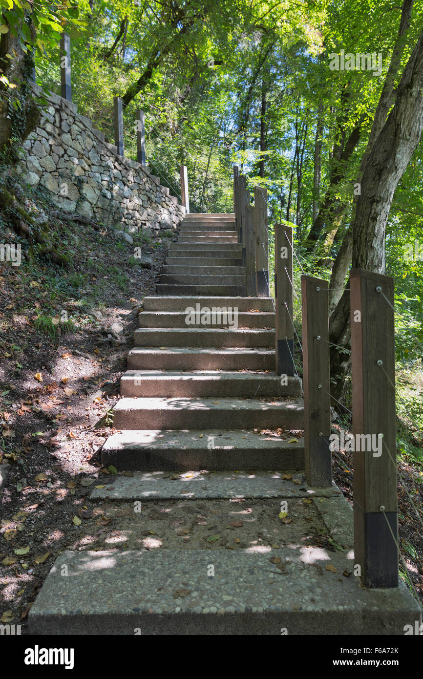 Percorso a piedi al castello di Bled, Slovenia Foto Stock