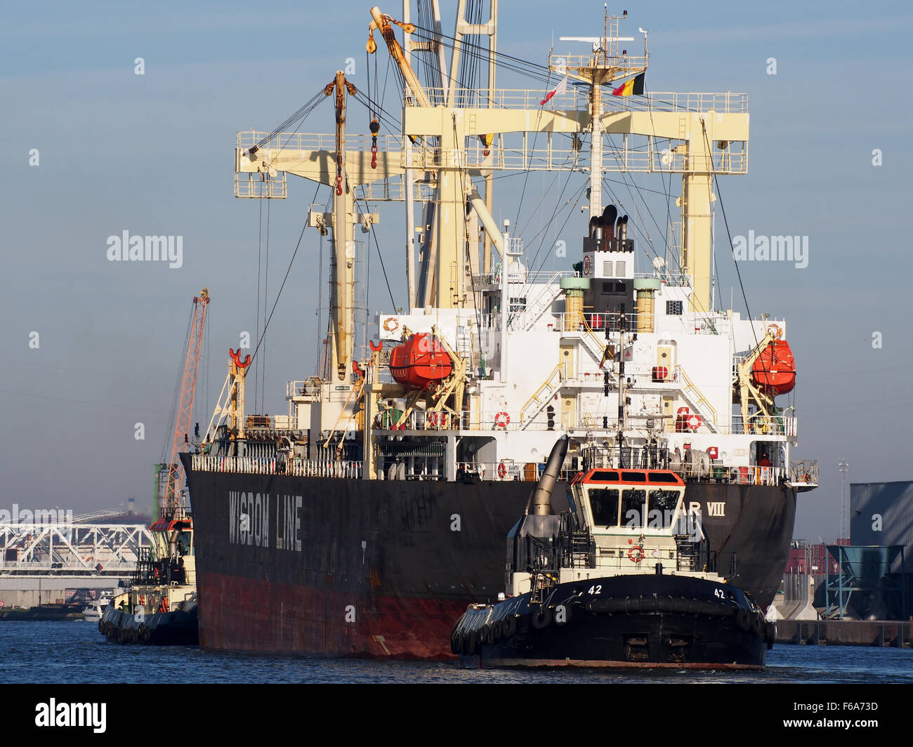 Genius Star VIII (nave, 2007) - IMO 9379868 & Tug 31 & Tug 42, porto di Anversa pic2 Foto Stock