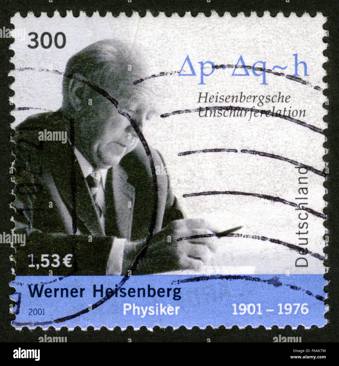 Germania, post mark, timbro timbro postale, Werner Heisenberg Foto Stock