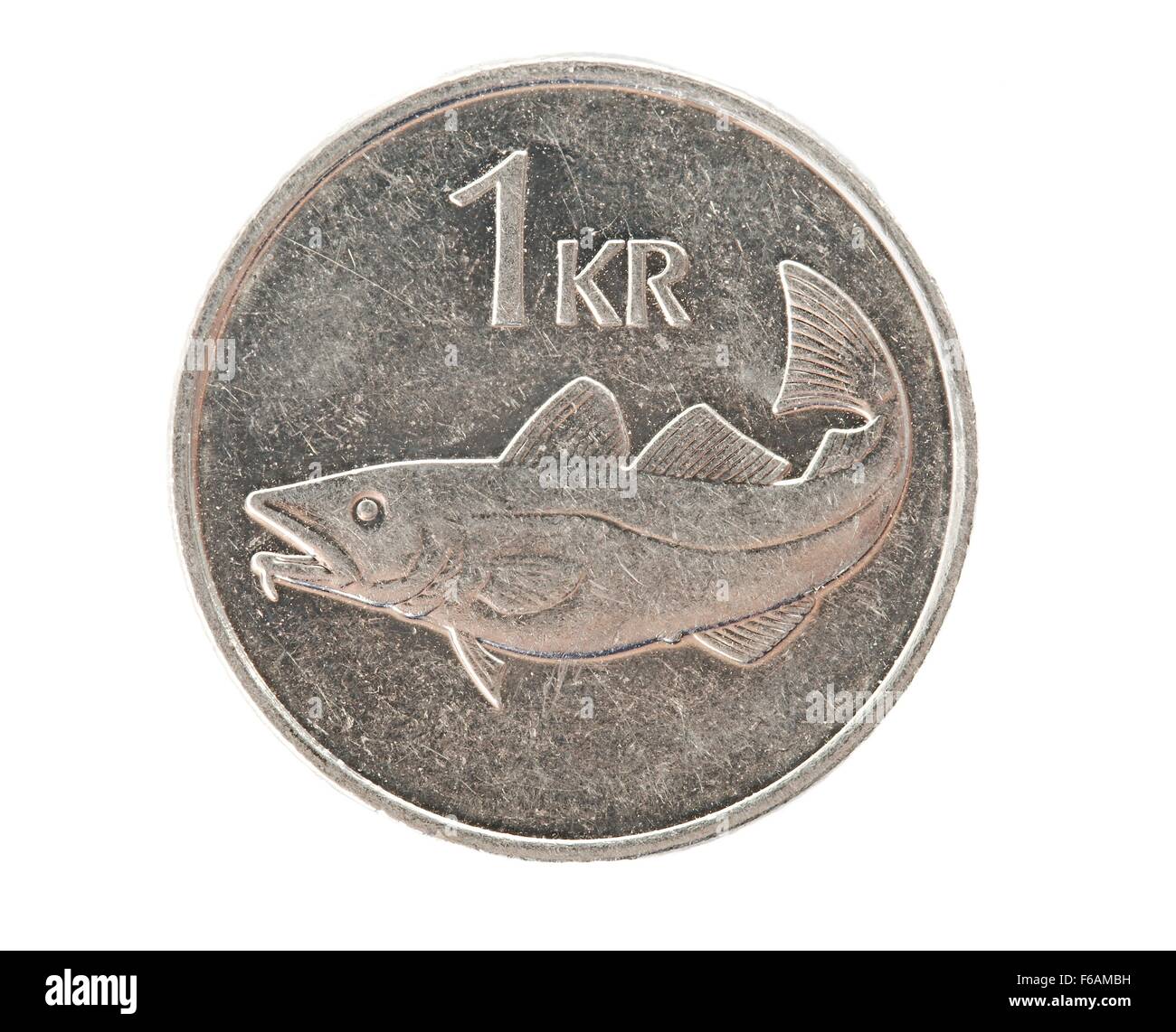 Uno islandese krona coin Foto Stock