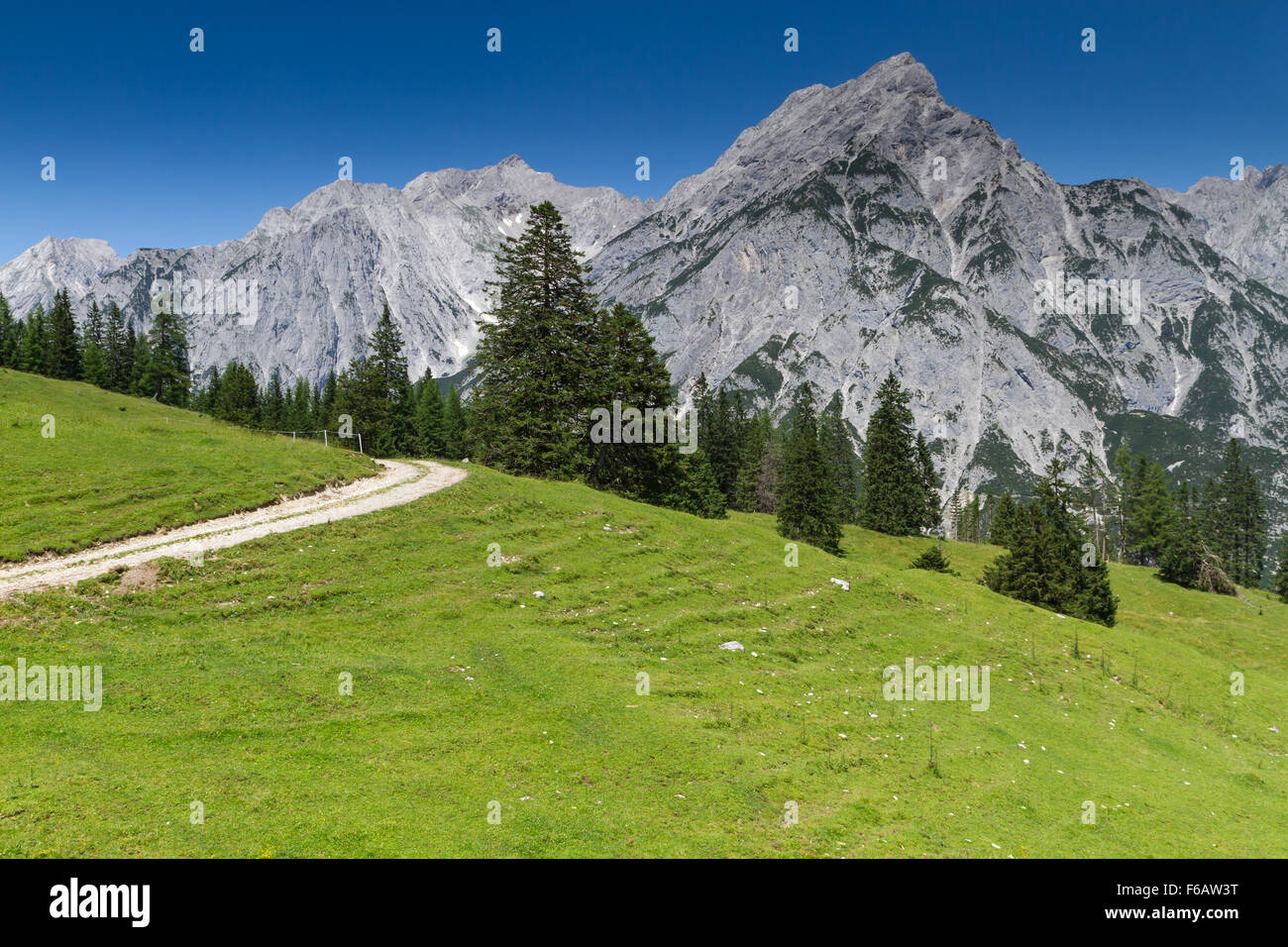 Idilliache Montagne Rocciose scenario. Austria, Alpi. Foto Stock