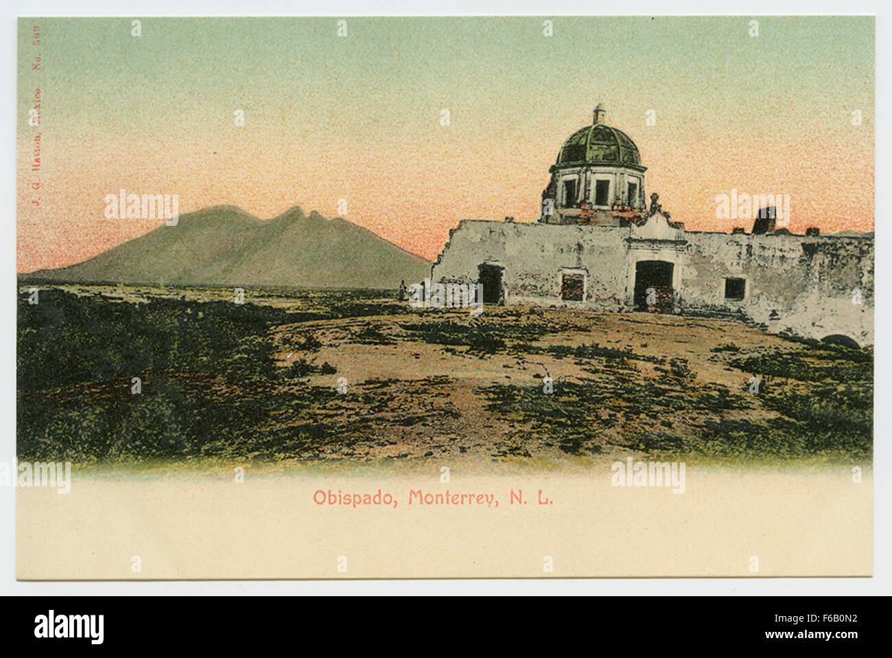Il Palacio del Obispado (Palazzo del Vescovo) di Monterrey, Nuevo León, Messico, è un edificio storico risalente al XVIII secolo. Servì come residenza dei vescovi ed è ora un punto di riferimento culturale, offrendo una panoramica dell'architettura coloniale e della storia. Foto Stock