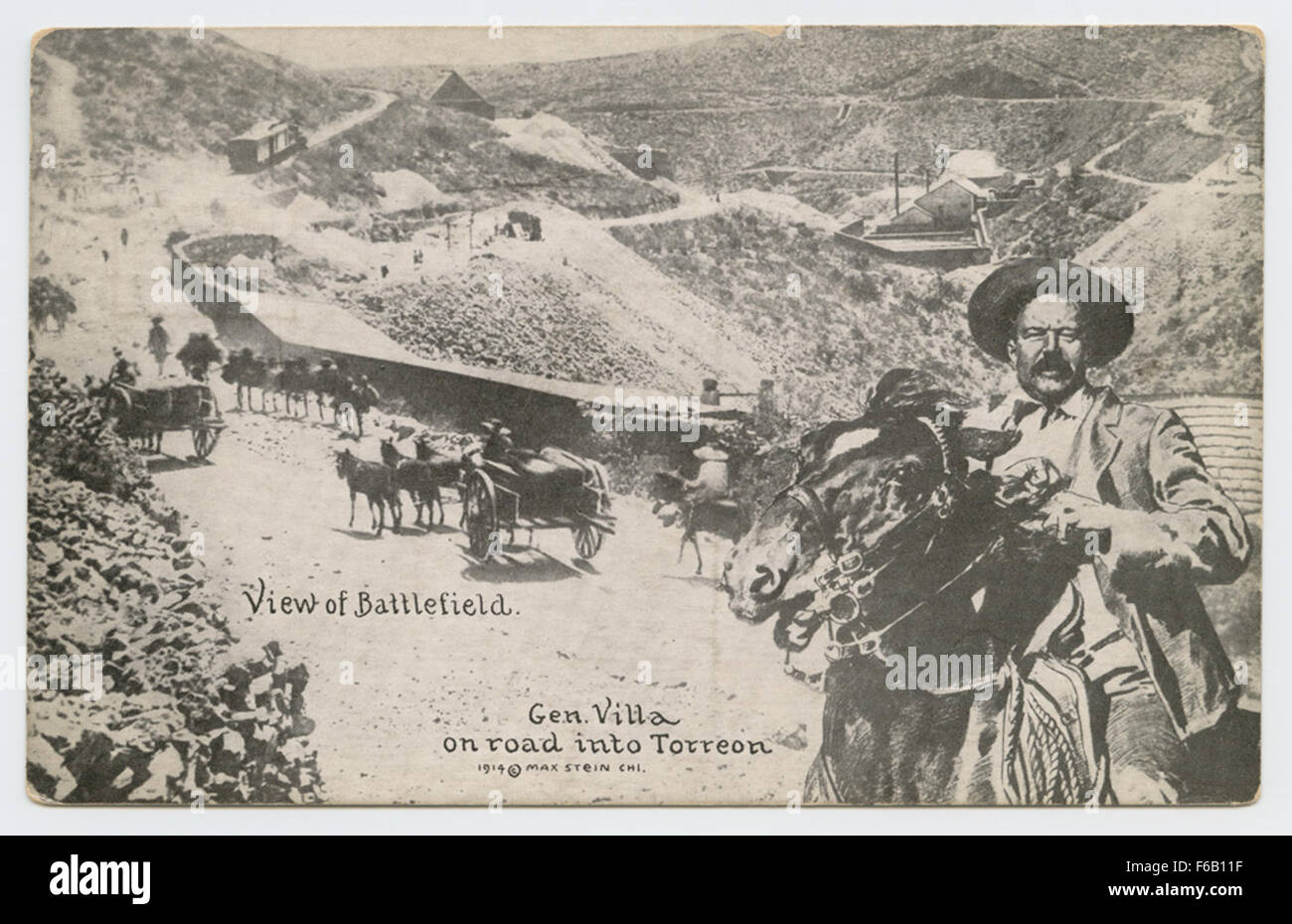 Vista del campo di battaglia, gen. Villa sulla strada fino a Torreon Foto Stock