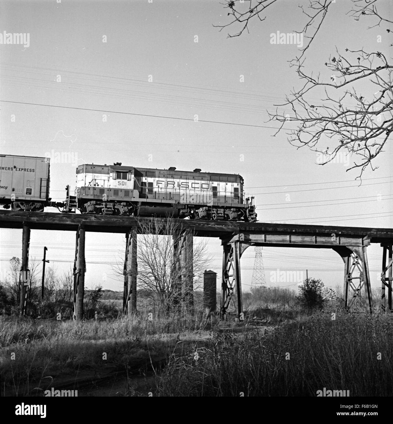 La St. Louis-San Francisco Diesel Electric Road Switcher No. 501 è una potente locomotiva prodotta dalla General Motors Electro-Motive Division. È noto per il suo ruolo nel cambiare le operazioni sulle ferrovie, migliorando l'efficienza del trasporto merci. Foto Stock