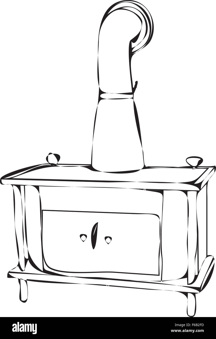 Stufa a legna contorni Foto Stock