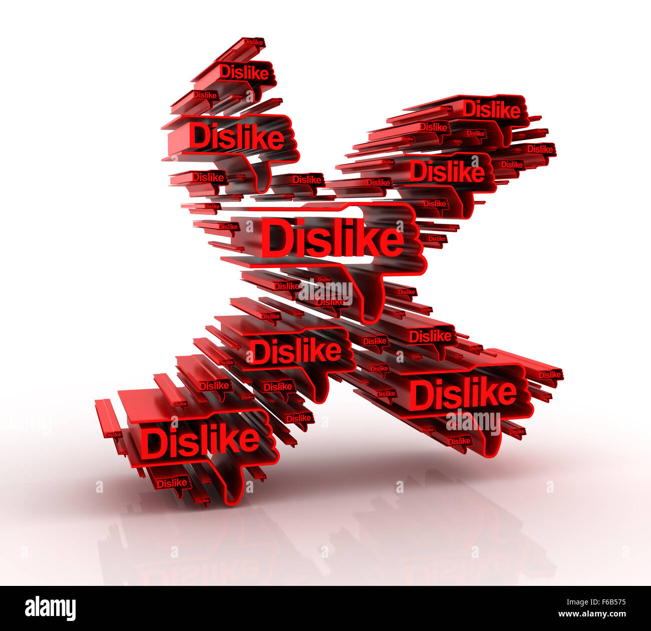 Segno incrociato con i simboli di antipatia Foto Stock