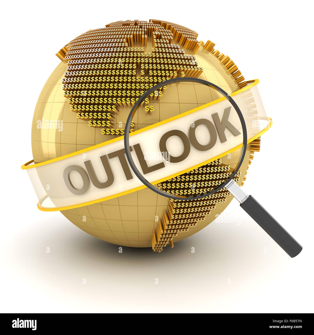 Global Outlook finanziario simbolo con il globo, 3D render Foto Stock