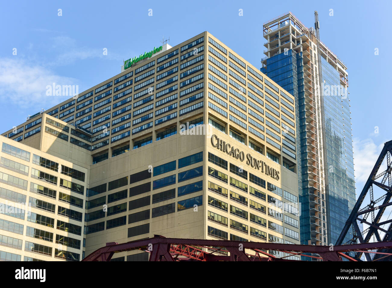 Chicago, Illinois - 5 Settembre 2015: Chicago Sun-Times Building closeup a Chicago, Illinois. Ha cominciato in 1844 ed è il vecchio Foto Stock