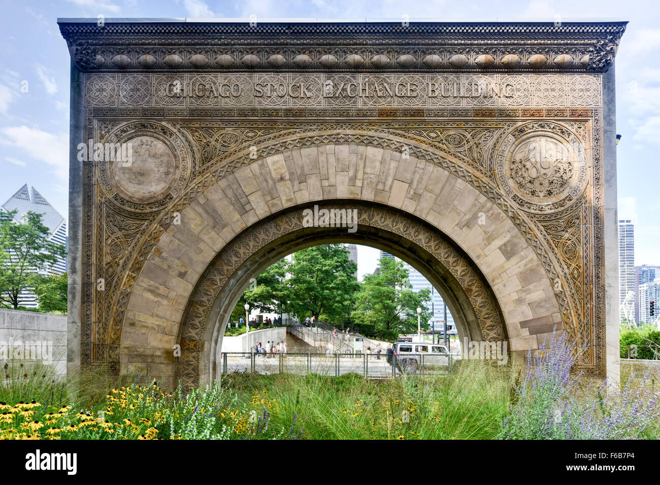 Borsa di Chicago edificio Arch. Uno dei pochi frammenti superstiti dalla borsa di Chicago edificio progettato in 18 Foto Stock