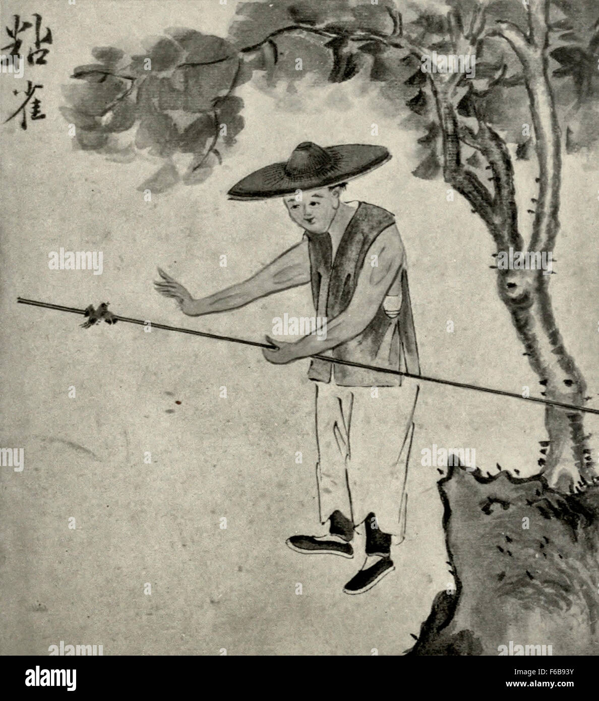 Un preferito Pasttime - addomesticare un uccello - Cina 1890s Foto Stock
