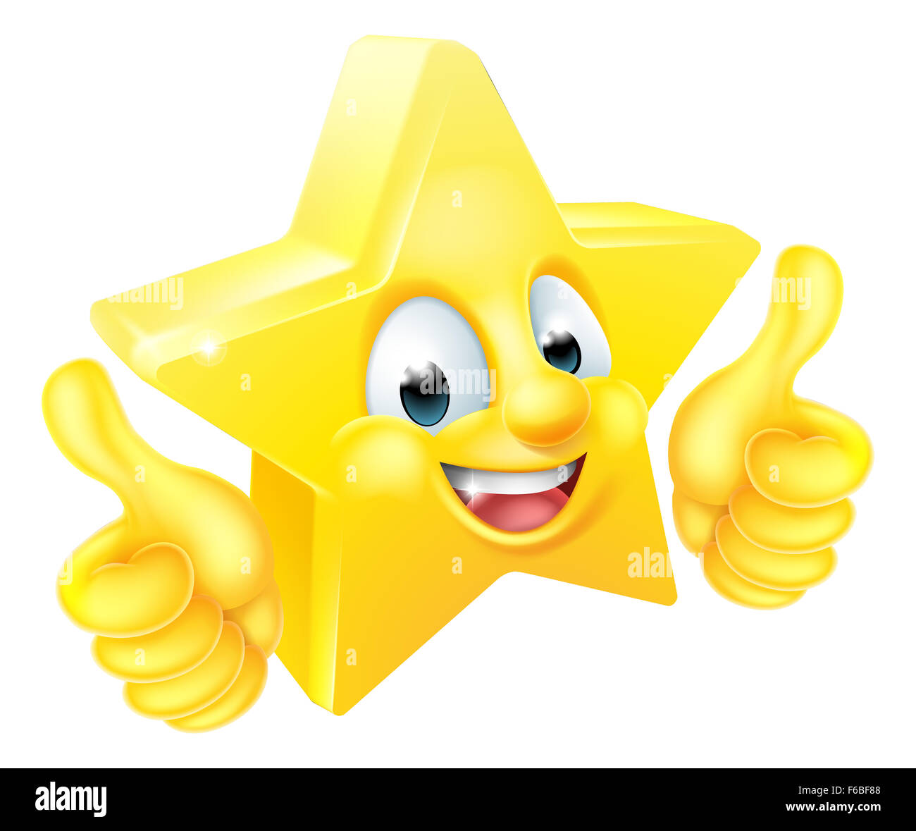 Cartoon star gli Emoji emoticon carattere mascotte dando pollice in alto Foto Stock