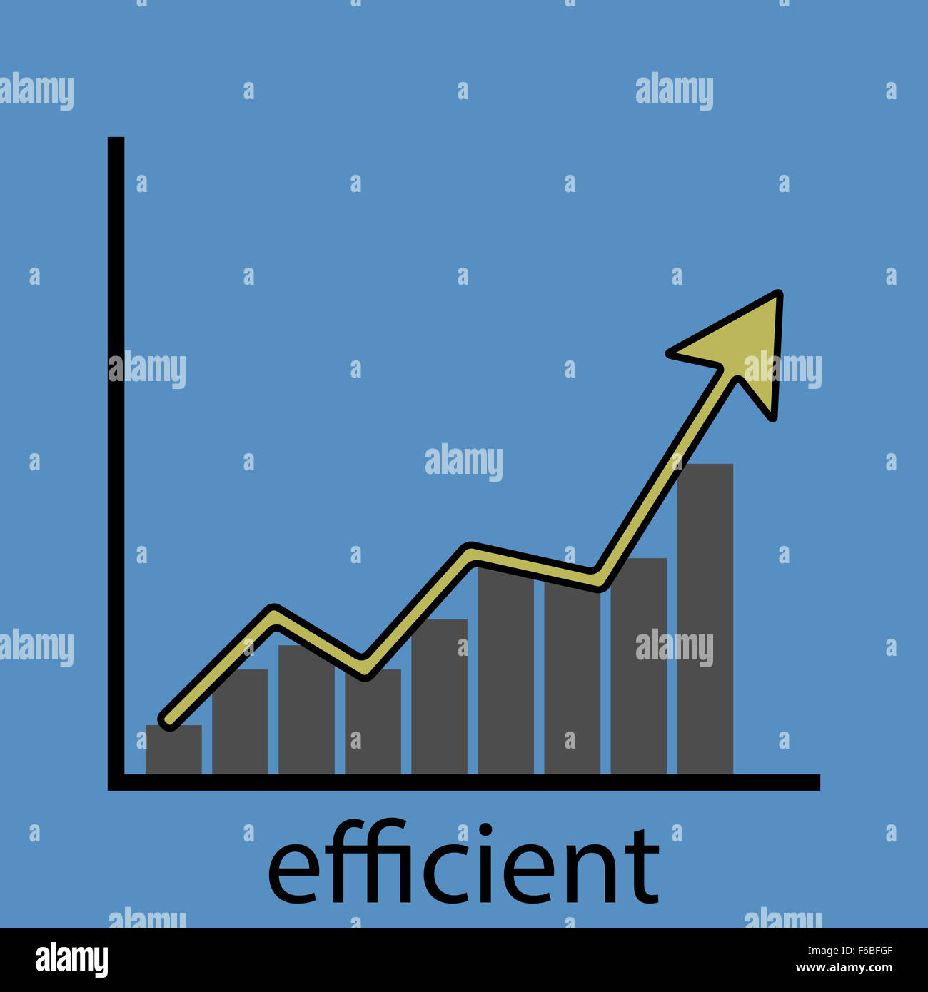 Aumento efficienza icona grafico. Il grafico e la tabella, miglioramento della crescita, conquista il successo, lo schema di business, logo dati economici, fino Foto Stock