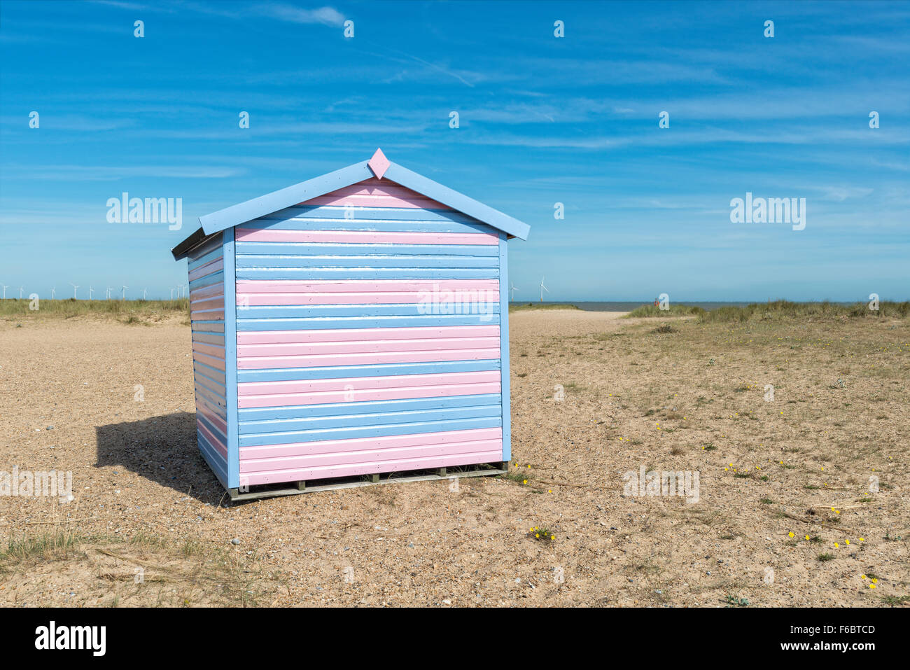 Una pittoresca spiaggia di capanna a Great Yarmouth sulla costa di Norfolk Foto Stock