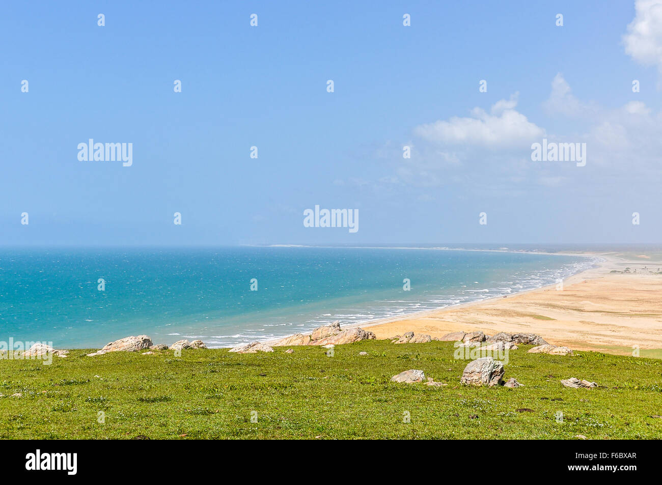 Vista delle spiagge del litorale isolato villaggio di Jericoacoara, Brasile Foto Stock