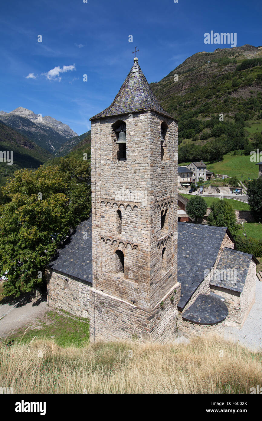 La chiesa romanica di Sant Joan in Boi, Vall de Boi, la Catalogna. Foto Stock