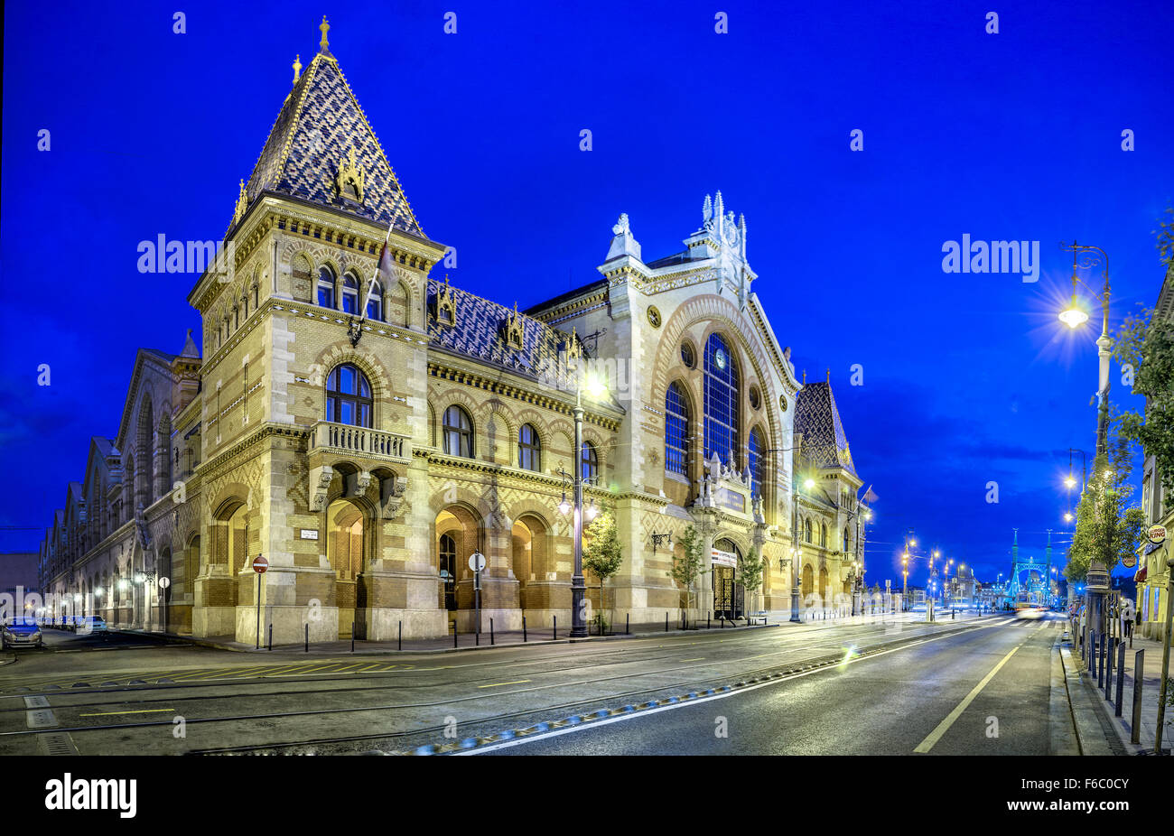 Il Grande Mercato Coperto, Nagycsarnok, Budapest, Ungheria Foto Stock