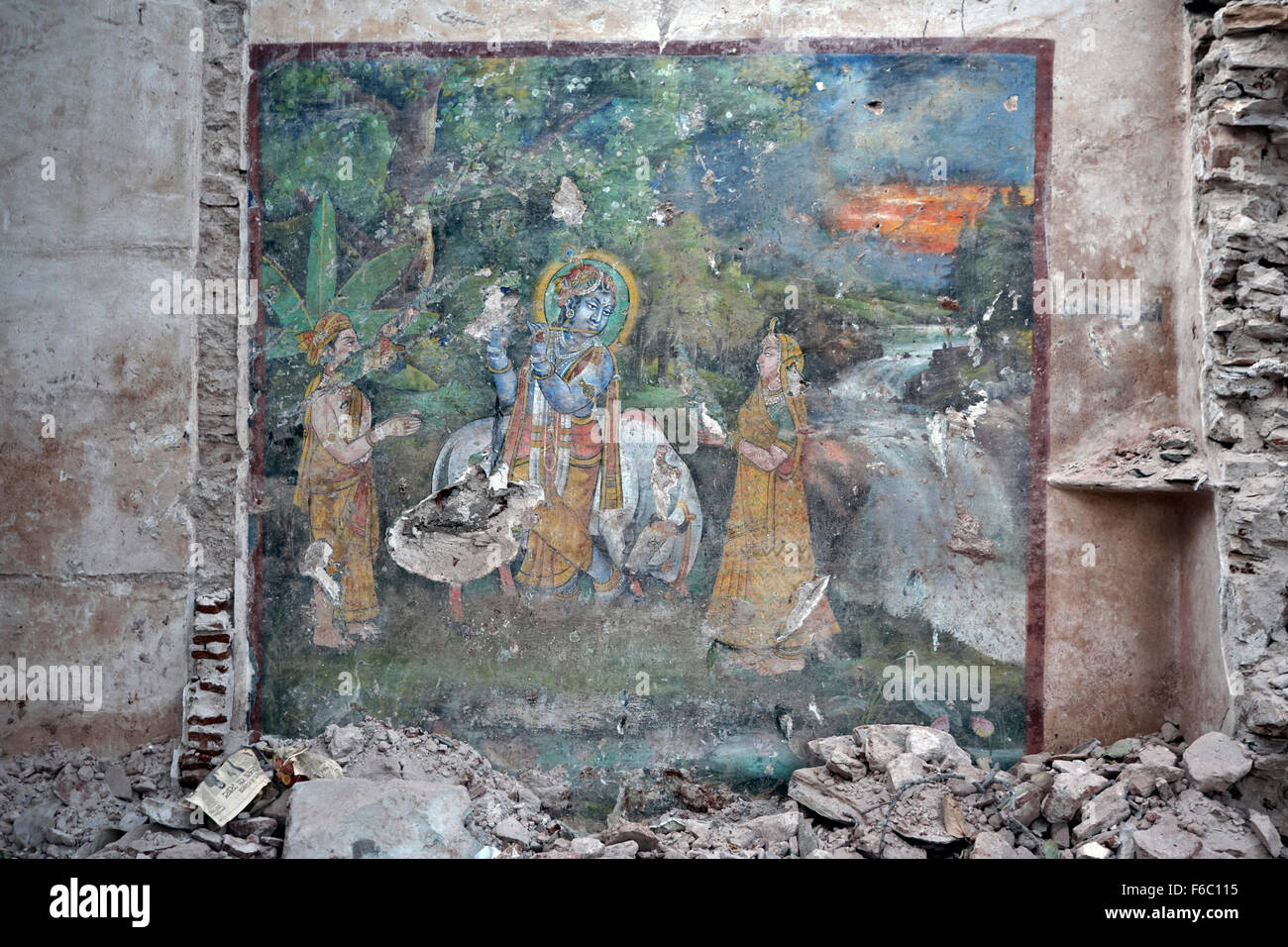 Quadro Lord Radha Krishna Su Tela - Decorazione Parete 40x60cm Con Cornice