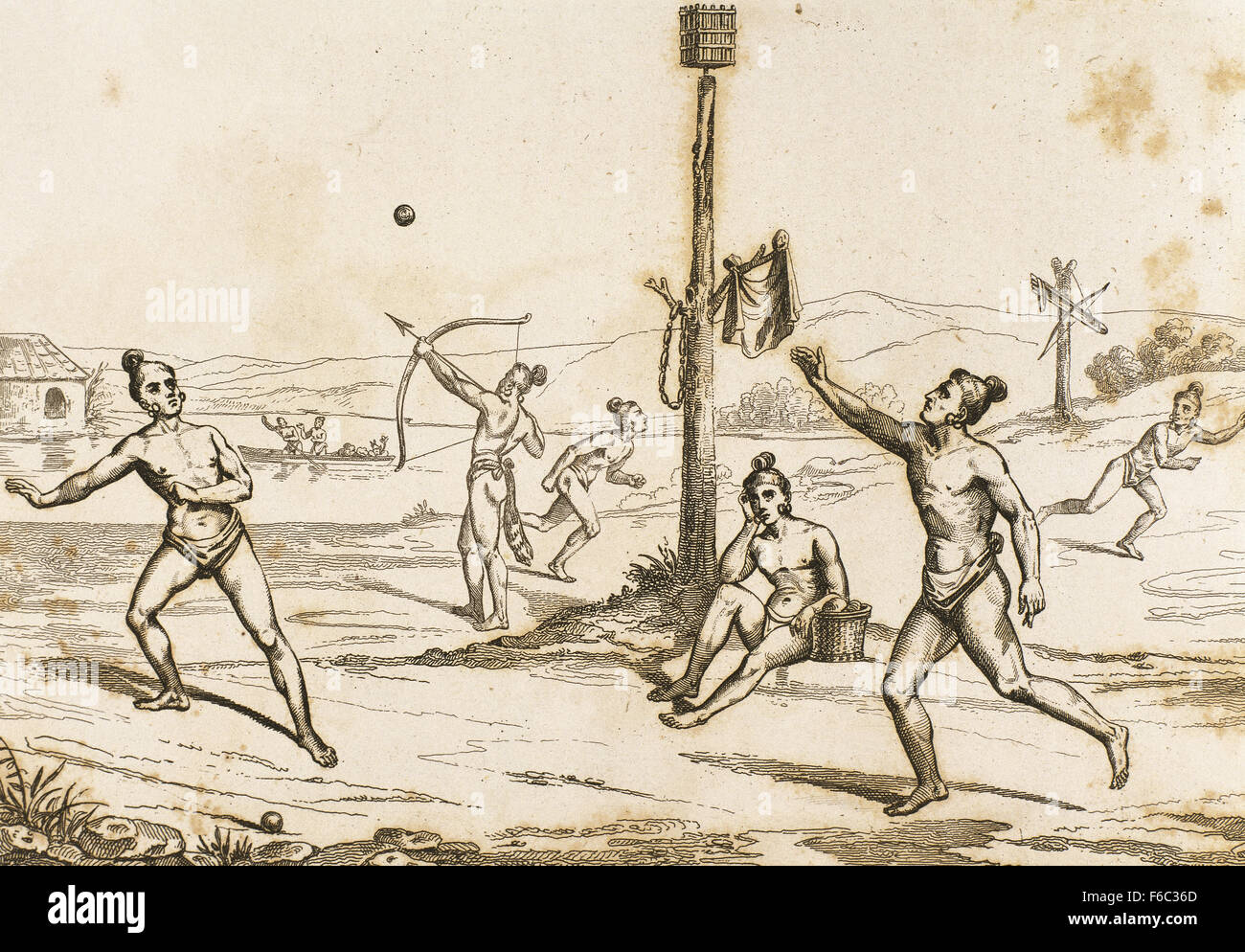 I popoli indigeni delle Americhe. Il XVI secolo. La riproduzione. Incisione, 1841. Foto Stock