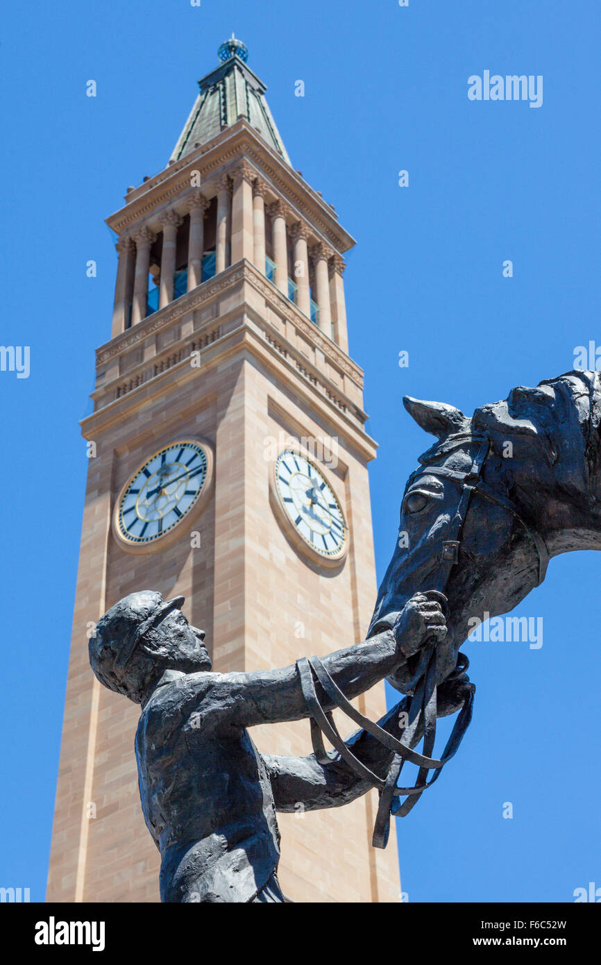 La Torre dell'orologio di Brisbane City Hall, Queensland, Australia Foto Stock