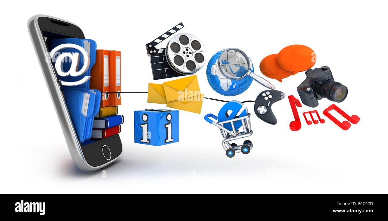 PDA e abstract multimedia (fatto in 3d) Foto Stock