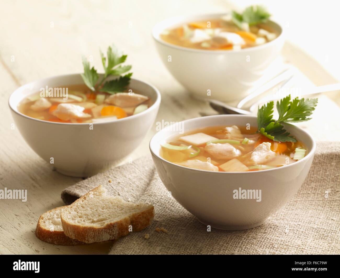 Zuppa di pollo Foto Stock