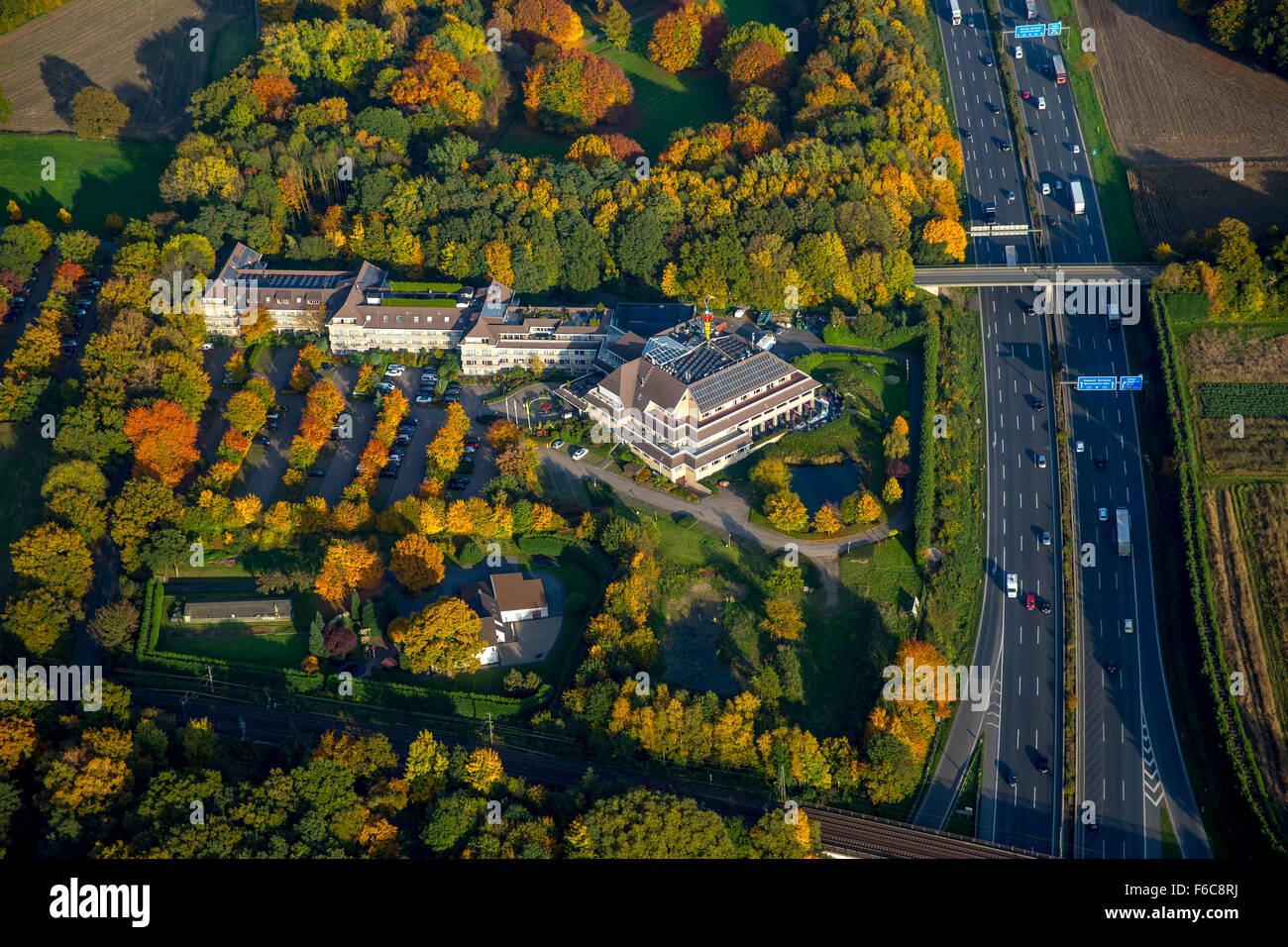 Hotel Van der Valk Bohmertstrasse dell'autostrada A2 uscire Beisenstraße, Gladbeck, la zona della Ruhr, Nord Reno-Westfalia, Germania Foto Stock