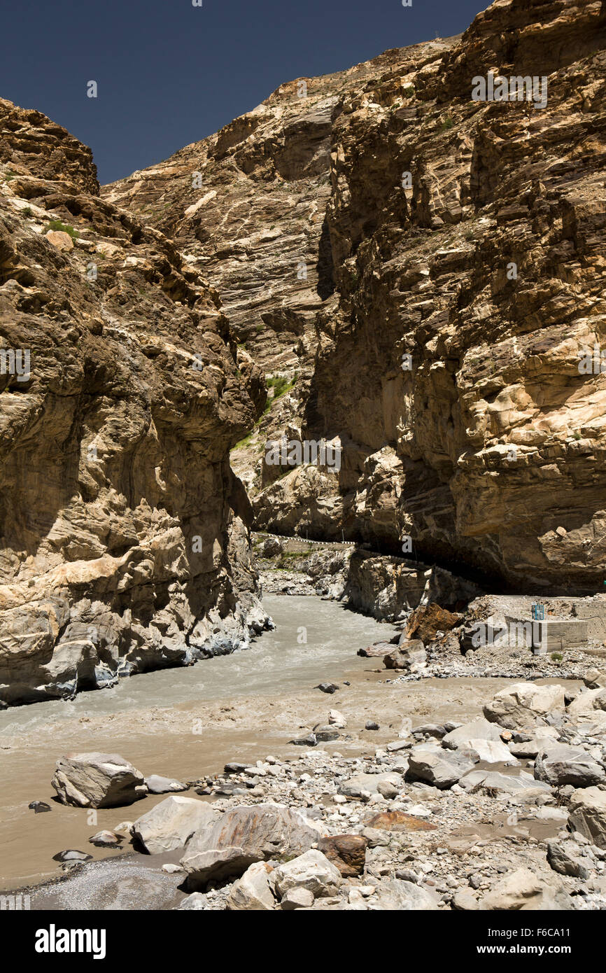 India, Himachal Pradesh, Kinnaur, Tashigang, Khab Sangum, confluenza di Spiti e fiumi Sutlej Foto Stock