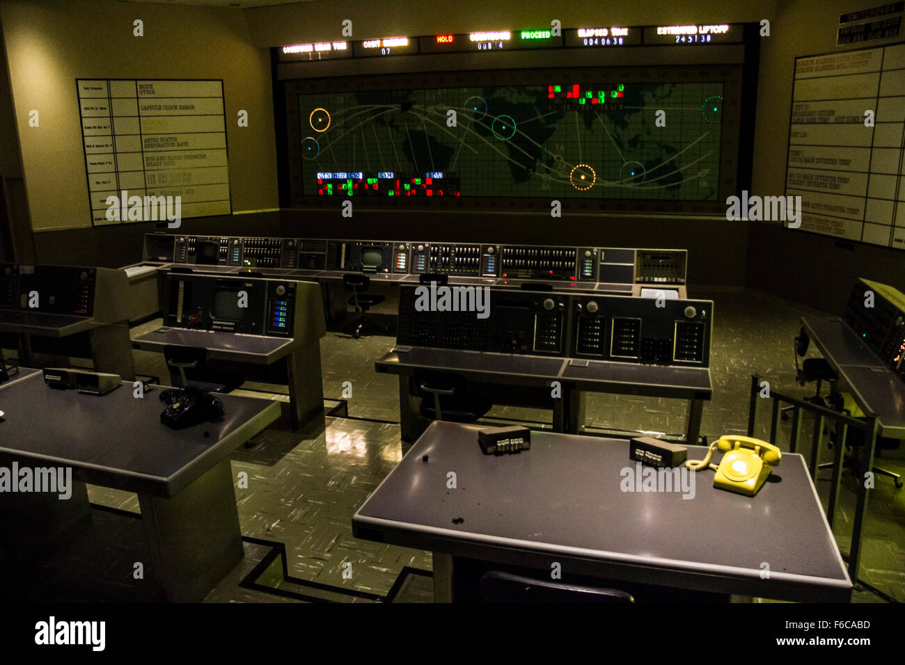 Il Command Center nel Centro Spaziale Kennedy Foto Stock