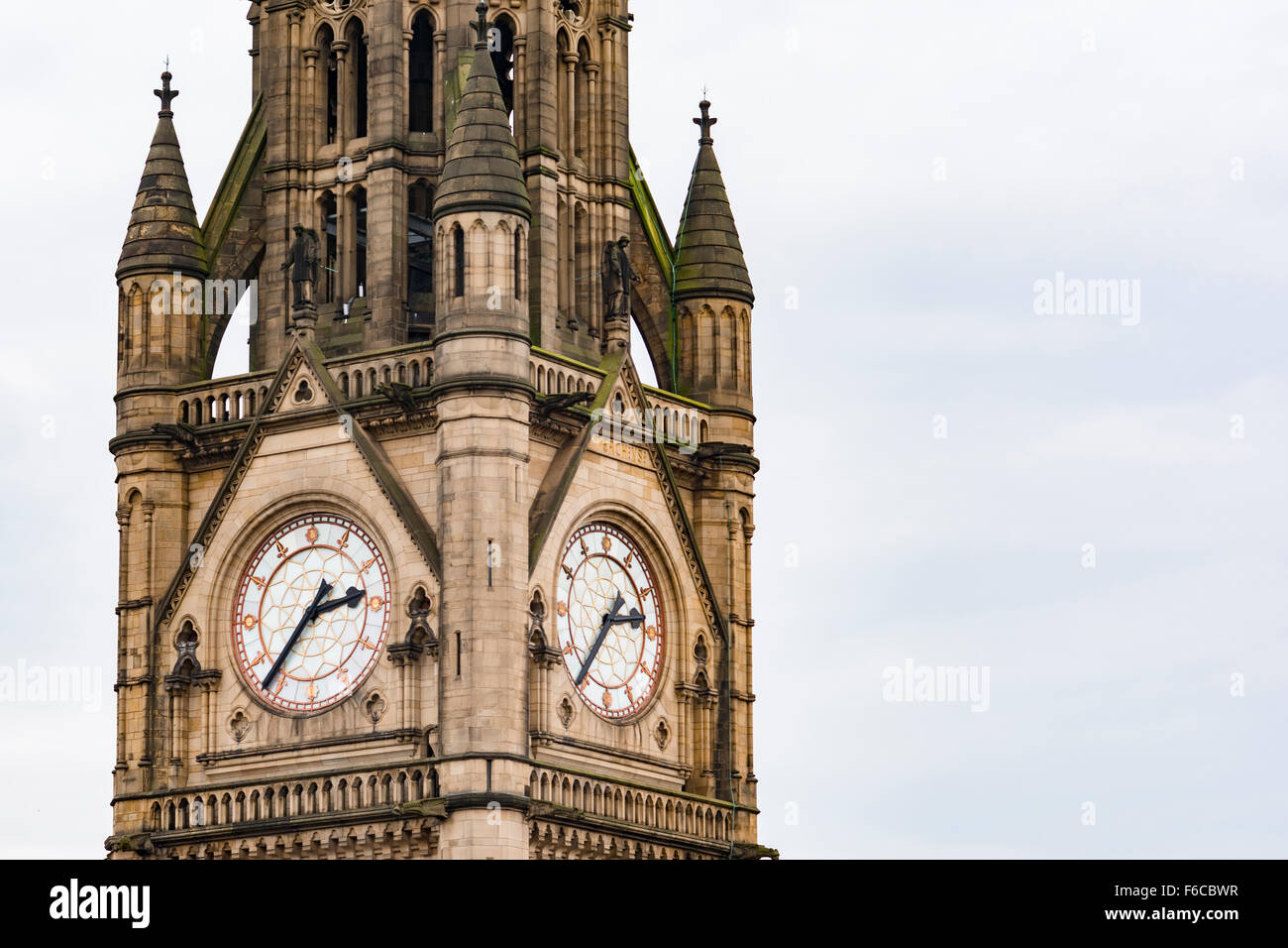 Manchester Town Hall di Manchester uk. neo gotico, progettato dall'architetto alfred waterhouse Foto Stock