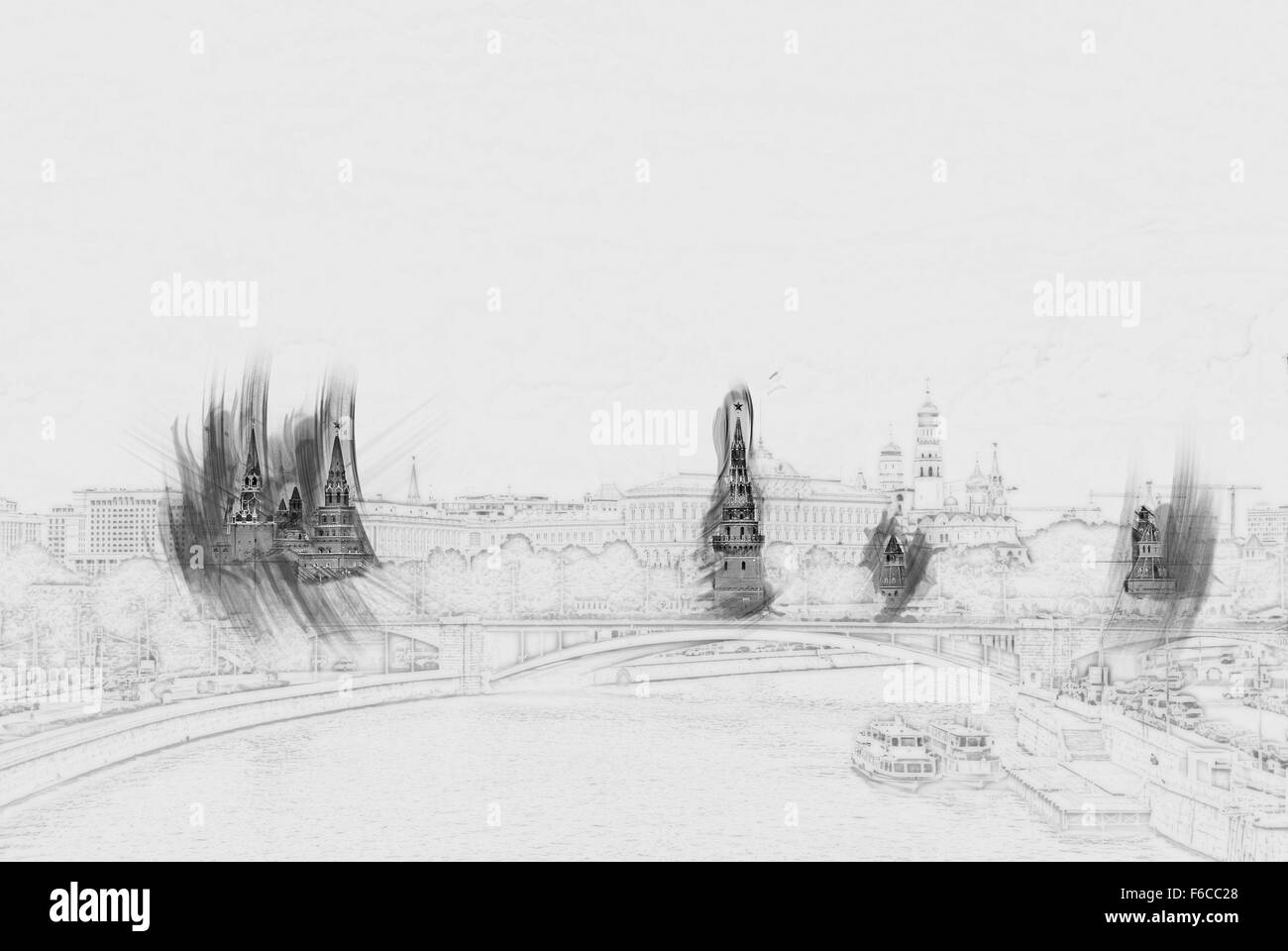 Il fiume di Mosca e il Cremlino Foto Stock