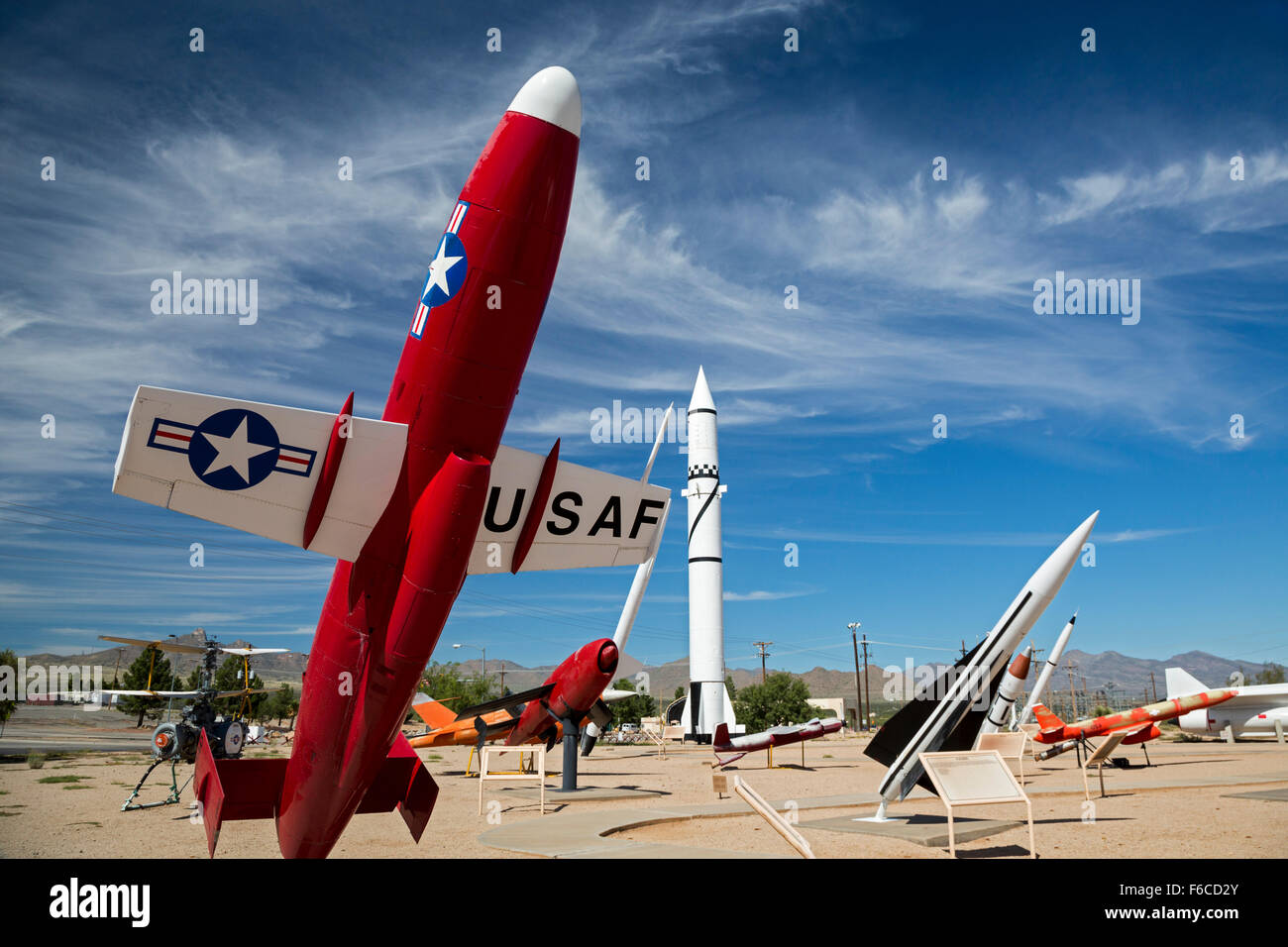 Las Cruces, New Mexico - il missile park a White Sands Missile Range museum. Foto Stock