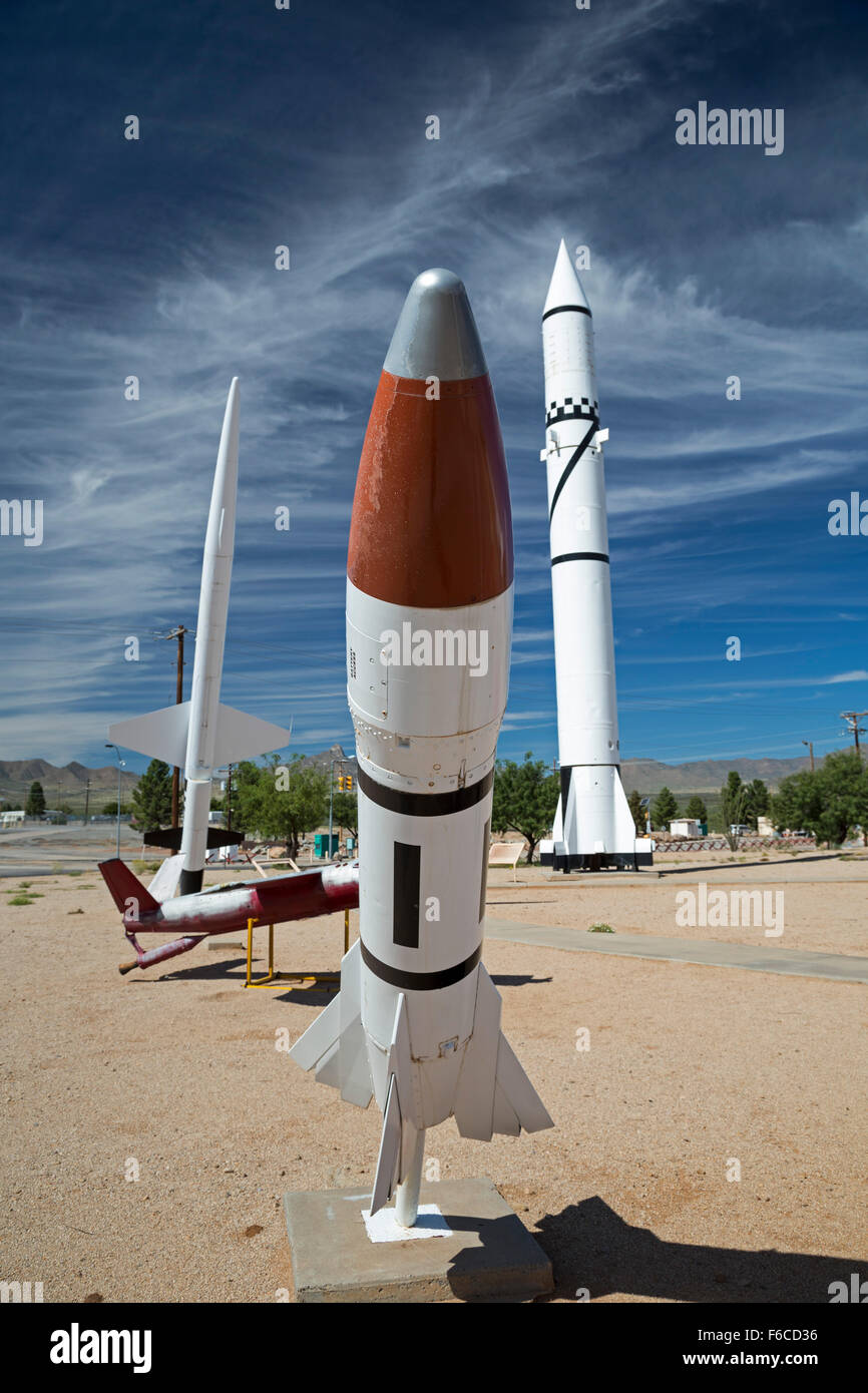 Las Cruces, New Mexico - il missile park a White Sands Missile Range museum. Foto Stock