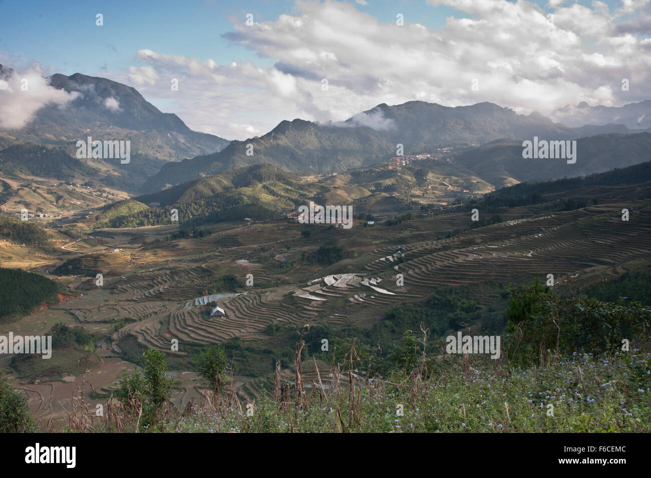 Una vista del paesaggio della valle di Sapa Vietnam Foto Stock