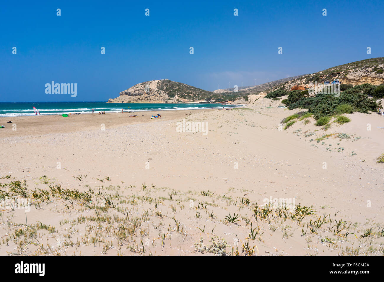 La spiaggia di sabbia dorata a Prasonisi sull' isola di Rodi DODECANNESO Grecia Europa Foto Stock