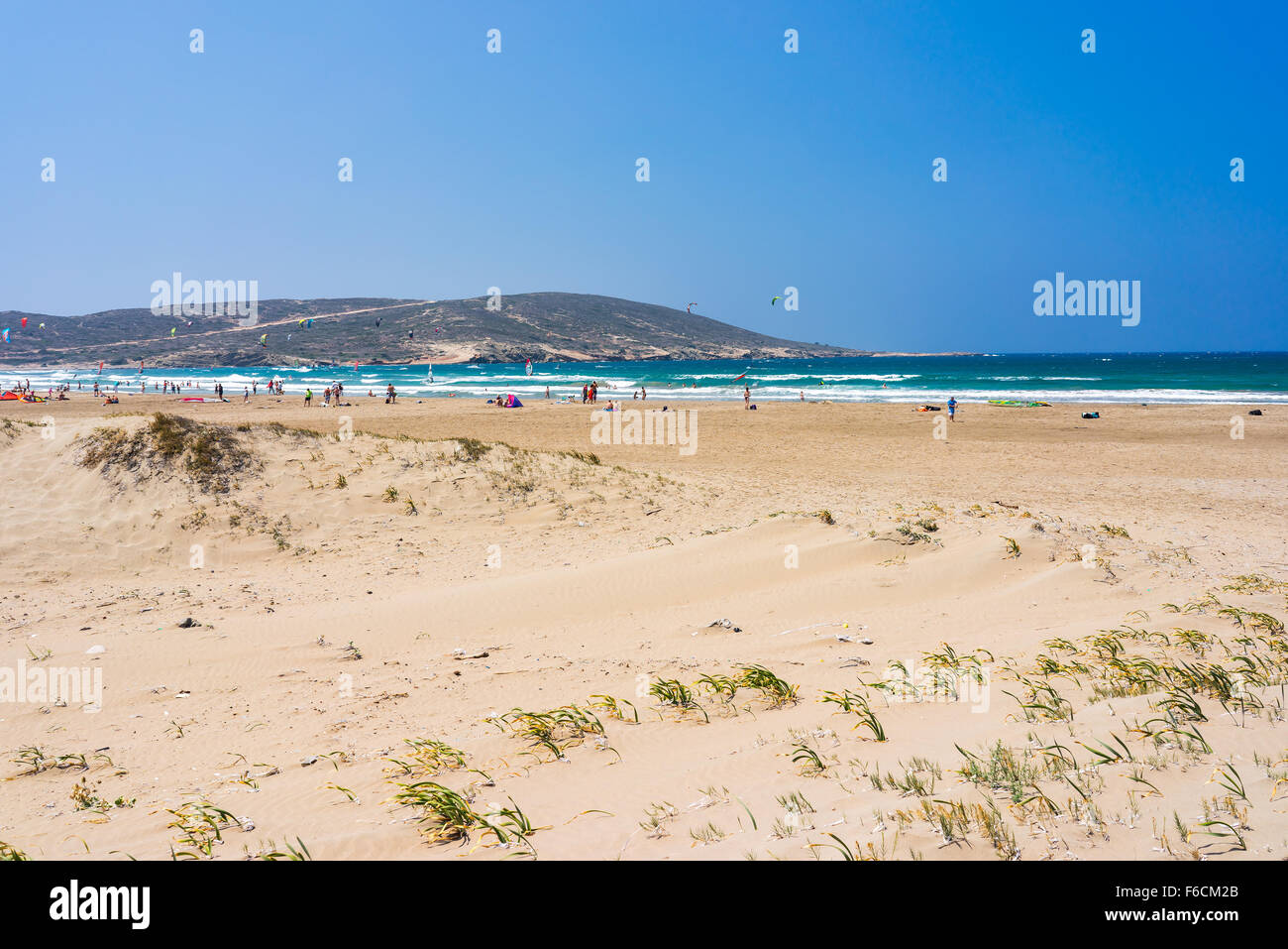 La spiaggia di sabbia dorata a Prasonisi sull' isola di Rodi DODECANNESO Grecia Europa Foto Stock