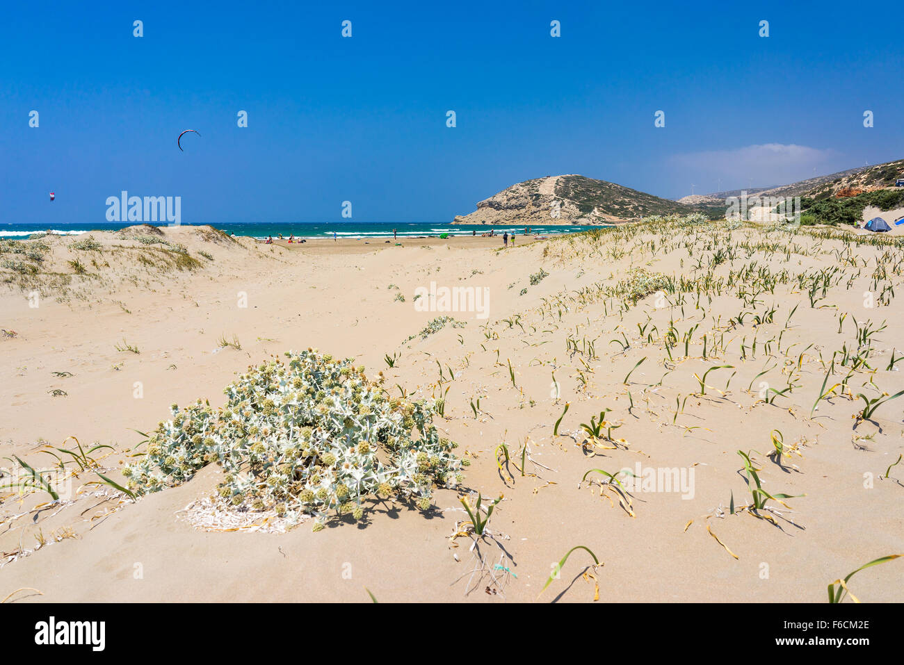 La spiaggia di sabbia dorata a Prasonisi sull' isola di Rodi DODECANNESO Grecia Europa Foto Stock