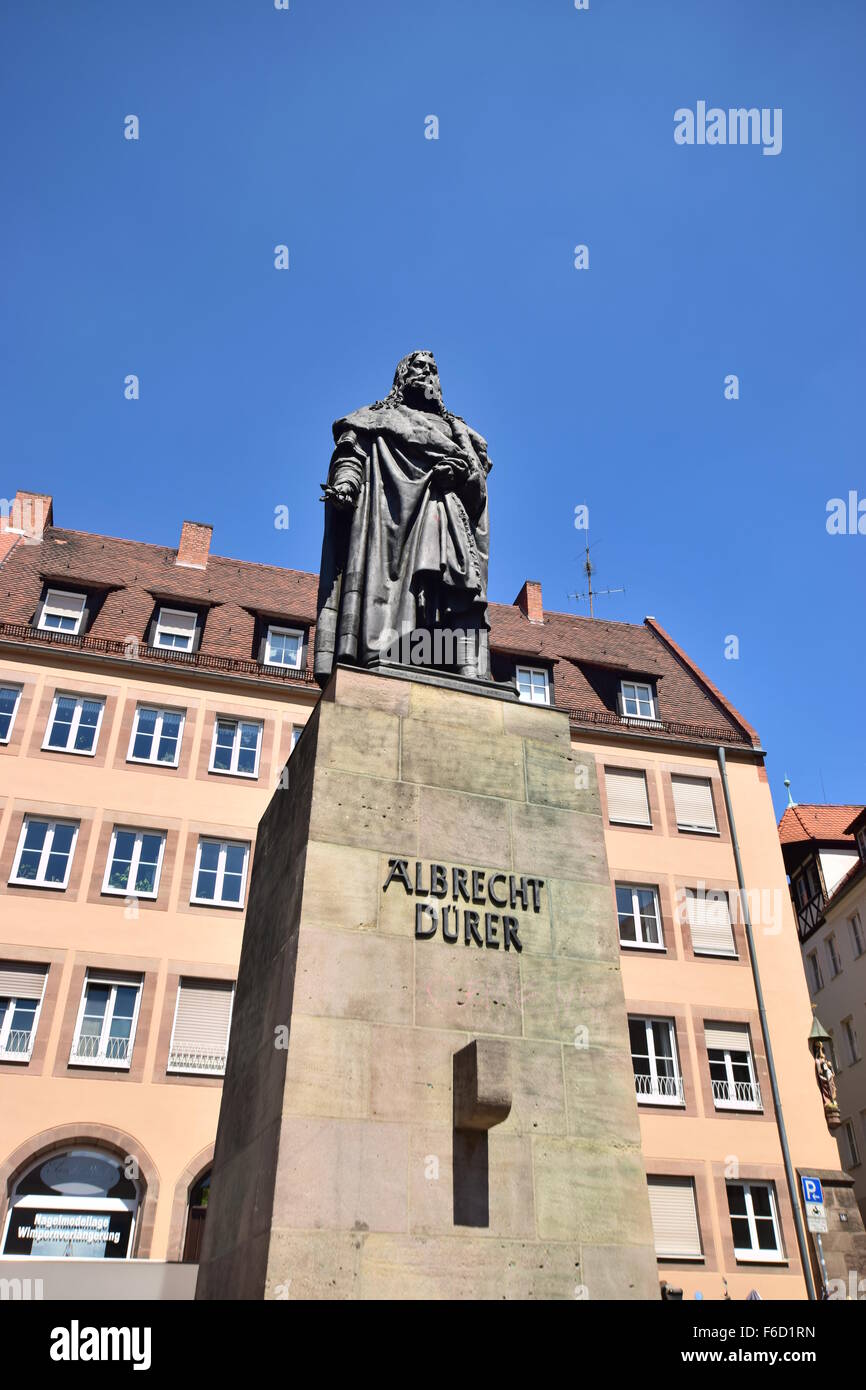 Monumento a tedesco artista rinascimentale Albrecht Dürer (1471-1528) di Norimberga (Nürnberg), Germania Foto Stock