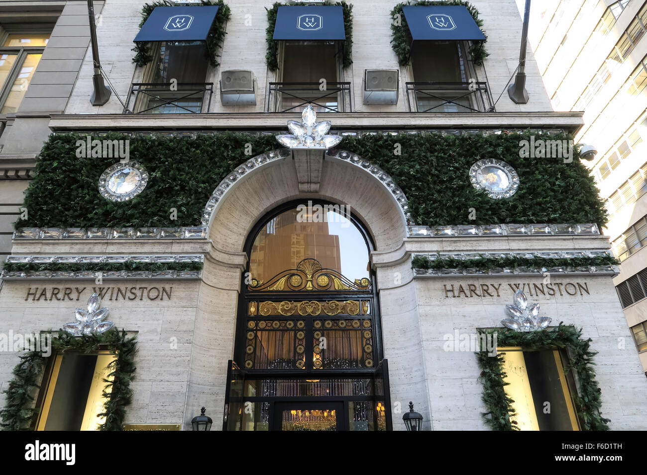 Harry Winston negozio Gioielli, Vacanze decorazioni, NYC Foto Stock