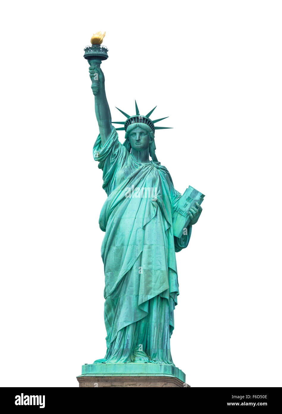 La Statua della Libertà di New York City isolati su sfondo bianco Foto Stock