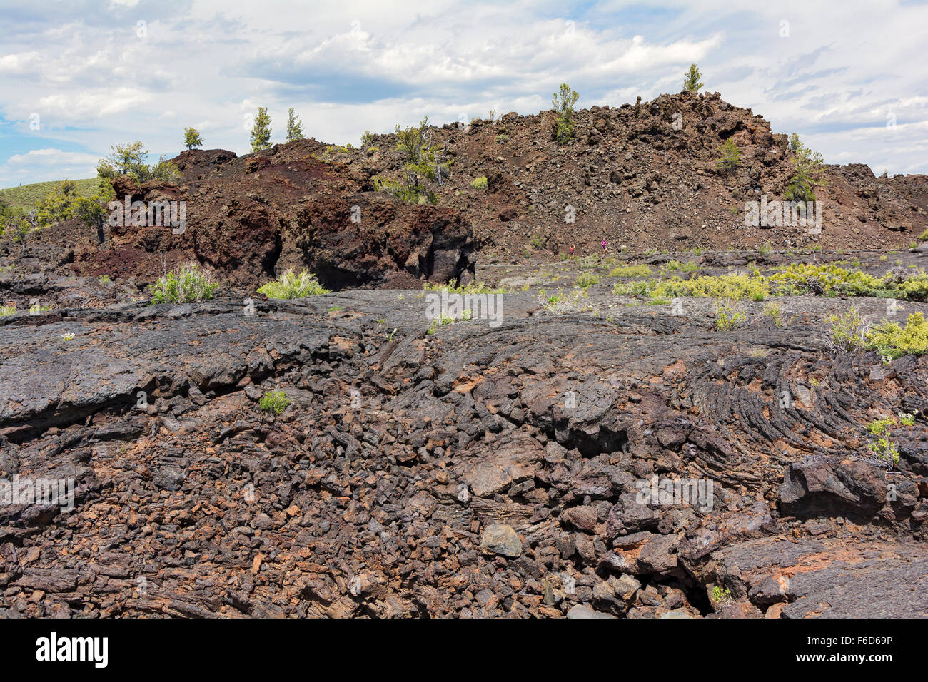 Idaho, crateri della luna monumento nazionale e preservare il cratere Nord del flusso di lava Trail Foto Stock