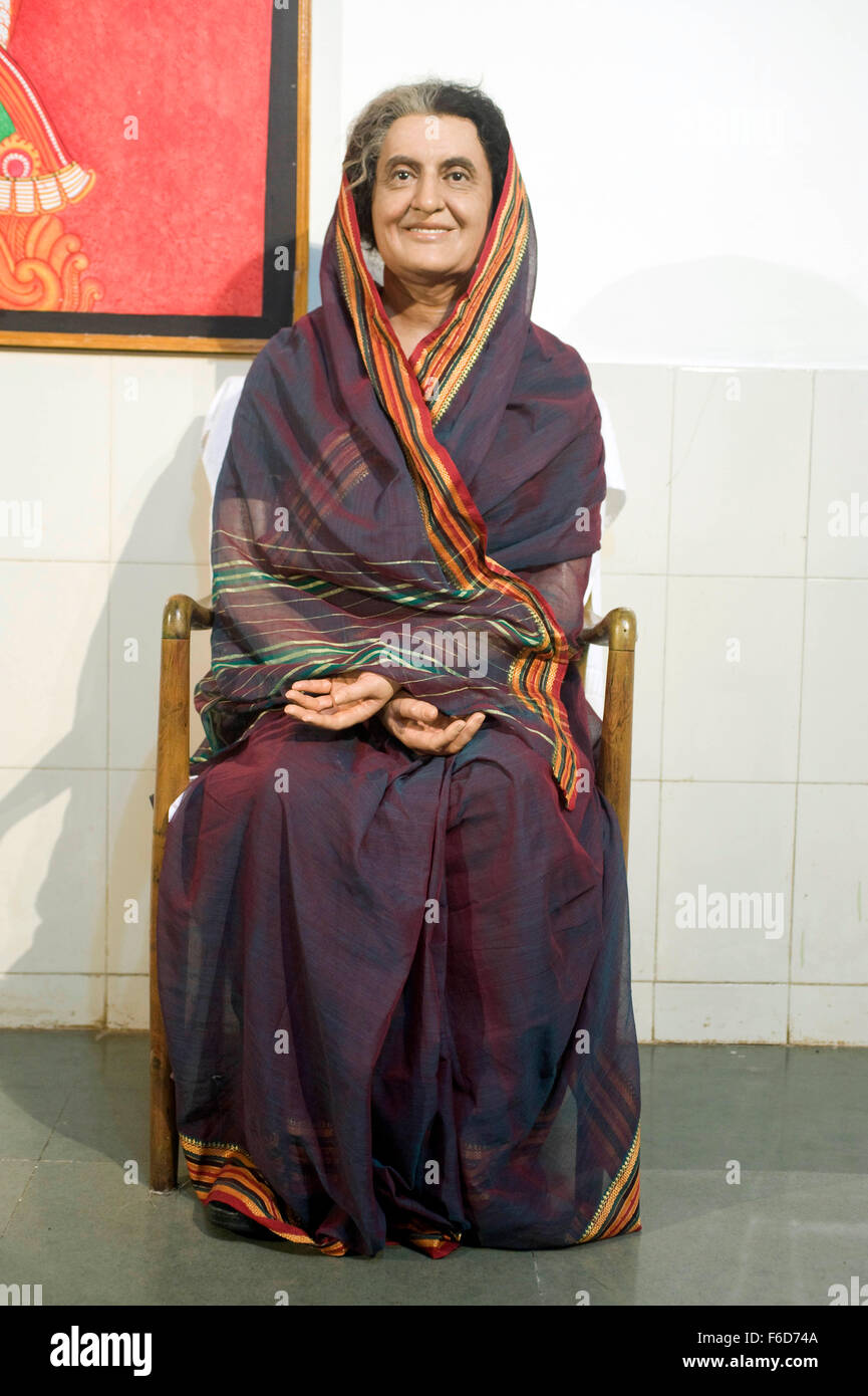 Indira Gandhi, statua di cera del museo, lonavala di Pune, Maharashtra, India, Asia Foto Stock